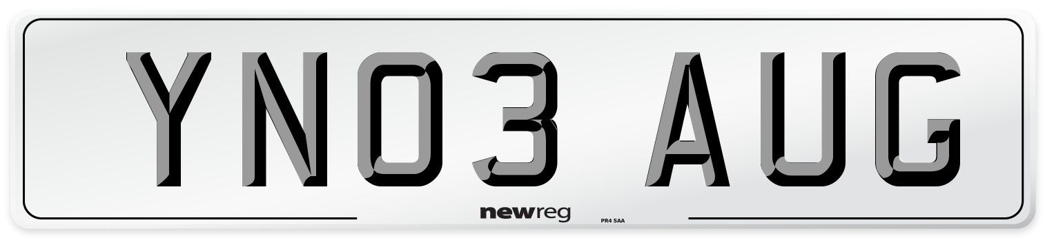 YN03 AUG Number Plate from New Reg